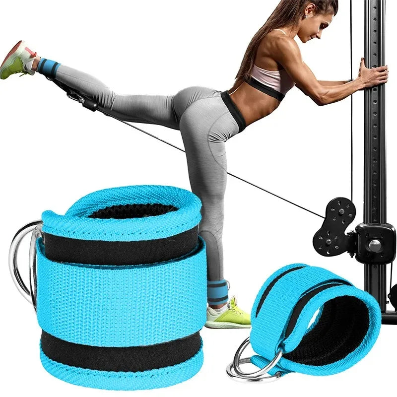 Fitness Ankle Straps Adjustable D-Ring Support Cuffs Gym Leg Strength Workouts