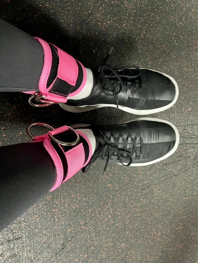 Fitness Ankle Straps Adjustable D-Ring Support Cuffs Gym Leg Strength Workouts