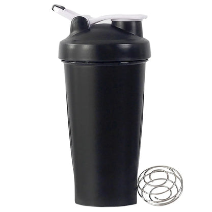 1pc Portable Protein Shaker 600ml Fitness Bottle with Wire Whisk Ball